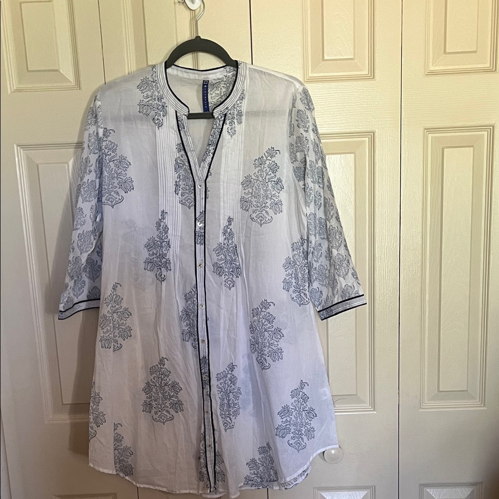 Mini A Ture White Tunic Jacket with Gray Print